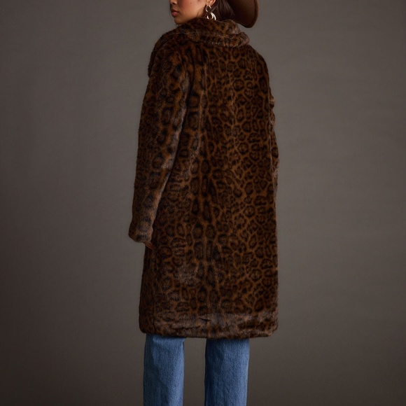 12th Tribe Rochelle Leopard Faux Fur Coat Size MM - Picture 3 of 3